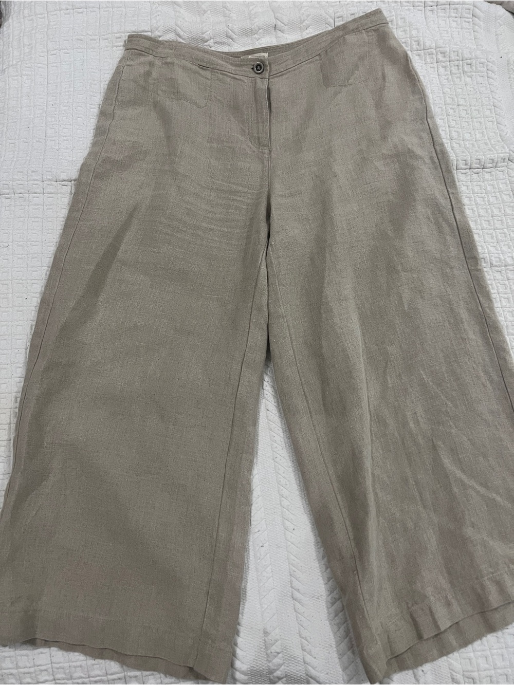 Eileen Fisher Wide-Leg Linen-Blend Pants in Taupe